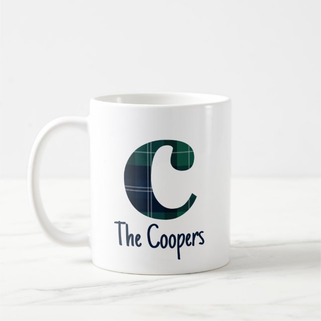 Tryckt Plaid Gemener Bokstav c Initial och Namn Kaffemugg (Vänster)