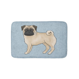 Tryckt pug Mops Breed Hund Tecknad Illustration Bl Badrumsmatta