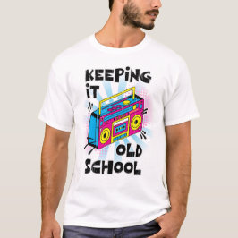 Tryckt Retro Boombox: Bevara Old school T Shirt
