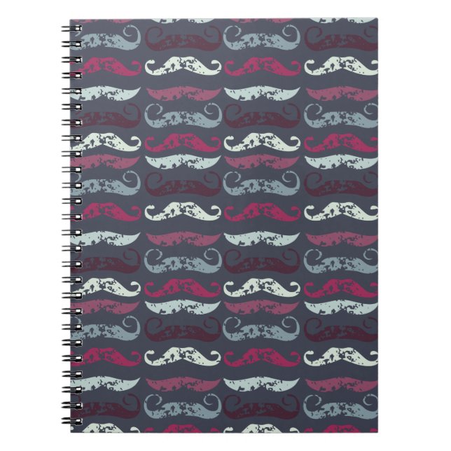 Tryckt Retro Mustache Skriv ut Anteckningsbok Med Spiral (Framsidan)