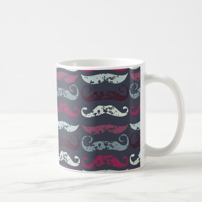 Tryckt Retro Mustache Skriv ut Kaffemugg (Höger)