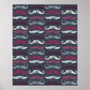 Tryckt Retro Mustache Skriv ut Poster