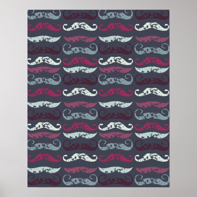 Tryckt Retro Mustache Skriv ut Poster (Framsidan)