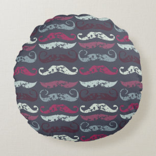 Tryckt Retro Mustache Skriv ut Rund Kudde