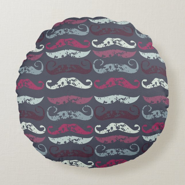 Tryckt Retro Mustache Skriv ut Rund Kudde (Framsidan)