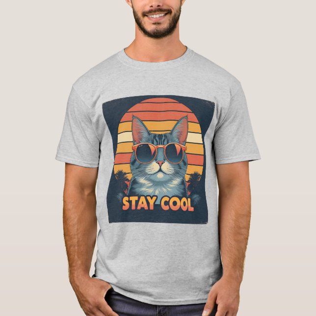 Tryckt Retro "Stanna Coola" - 80:e Stil T Shirt (Framsida)