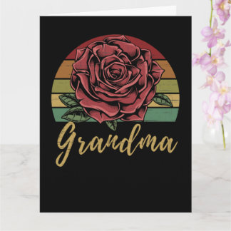 Tryckt Retro Sunset Röd ros Grandma Kort