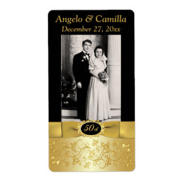 Tryckt RIBBON 50-årsjubileum Foto Vin-etikett Fraktsedel