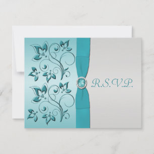 Tryckt RIBBON Aqua, Silver-svarskort OSA Kort