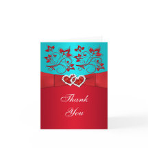 Tryckt RIBBON Aqua White Red Blommigt Tack