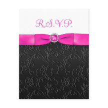 Tryckt RIBBON Black, Hett-Rosa, vit OSA kort