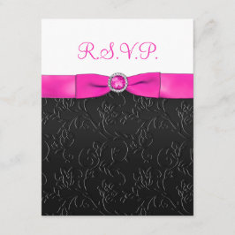 Tryckt RIBBON Black, Hett-Rosa, vit OSA kort