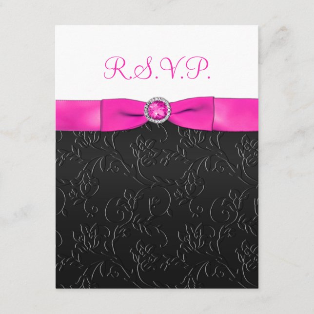 Tryckt RIBBON Black, Hett-Rosa, vit OSA kort (Framsida)