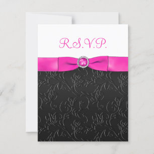Tryckt RIBBON Black, Hett-Rosa, vit OSA kort
