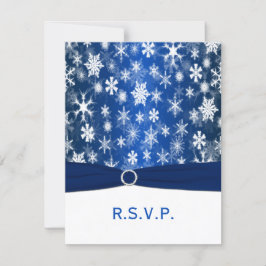 Tryckt RIBBON Blue, Vit Snöflingor OSA kort