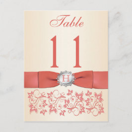 Tryckt RIBBON Coral, Bordsnummer av champagne