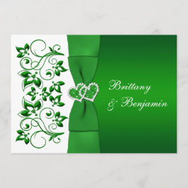 Tryckt RIBBON-Grönt, Vit Blommigt-bröllopsinbjudan Inbjudningar