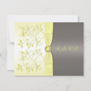 Tryckt RIBBON-Gult, Grått-Blommigt-OSA kort