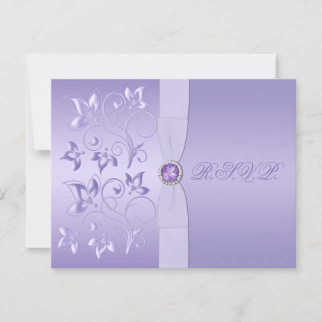 Tryckt RIBBON Lavender Blommigt Jeweleled OSA kort (Framsida)
