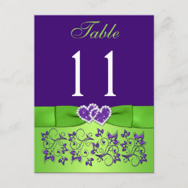 Tryckt RIBBON Lila, Grönt Bordsnummer vykort