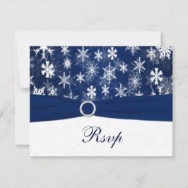 Tryckt RIBBON Navy Blue, White Snöflingor OSA Inbjudningar