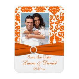 Tryckt RIBBON Orange Damask Spara datum magneter