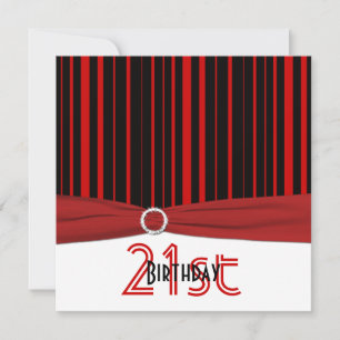 Tryckt RIBBON Red and Black Rand 21:a födelsedagen Inbjudningar