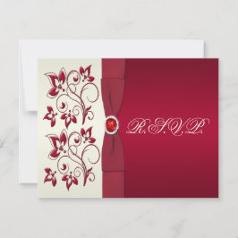 Tryckt RIBBON Red, fiskeljant Blommigt-svarskort OSA Kort