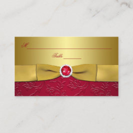 Tryckt RIBBON Red, Guld Blommigt Placecard Placeringskort
