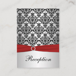 Tryckt RIBBON Red, Silver, svart visitkort Tilläggskort