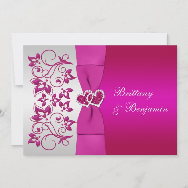 Tryckt RIBBON-Rosa, inbjudan till bröllopsinbjudan (Framsida)