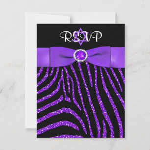 Tryckt RIBBON Zebra Lila FAUX Glitter OSA kort