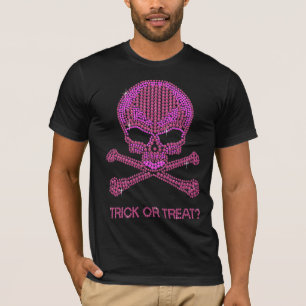Tryckt Rosa Rhinestone Skull och korsben Tröja
