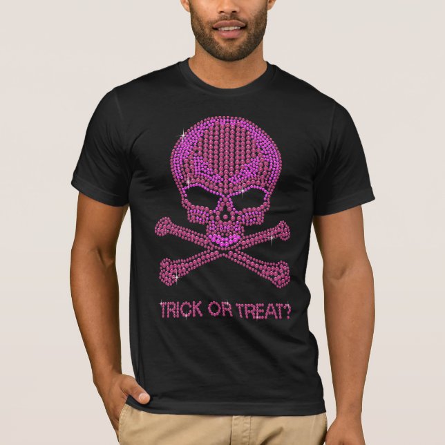 Tryckt Rosa Rhinestone Skull och korsben Tröja (Framsida)
