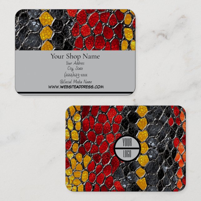Tryckt Snakeskin-design, 3,5 x 2,0 tum Visitkort (Fram/baksida)