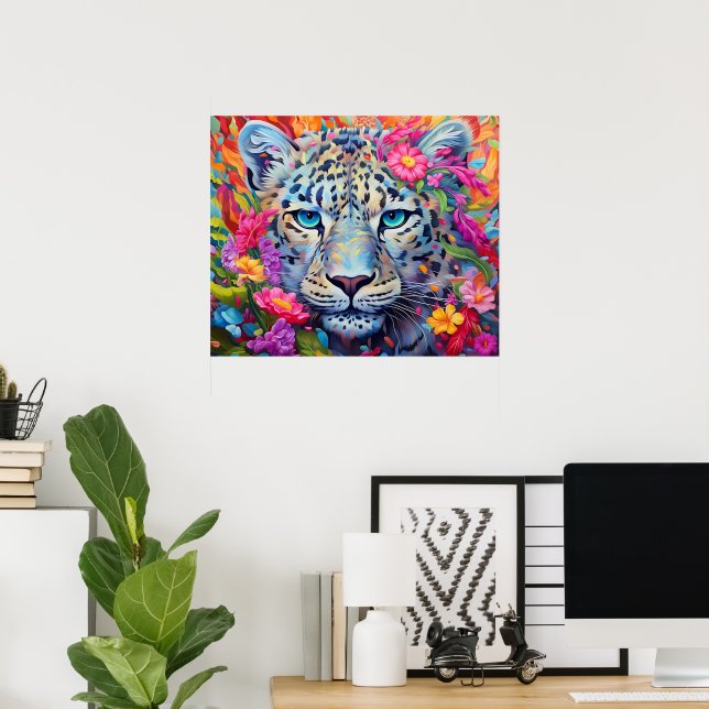 Tryckt snöleopard, värdeaffischpapper (matta) poster (Hemmakontoret)