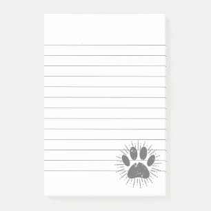 Tryckt solstråle Hund Paw-utskrift Längd Post-it Block