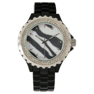 TRYCKT SVART WHITE ZEBRA SKIN ARMBANDSUR