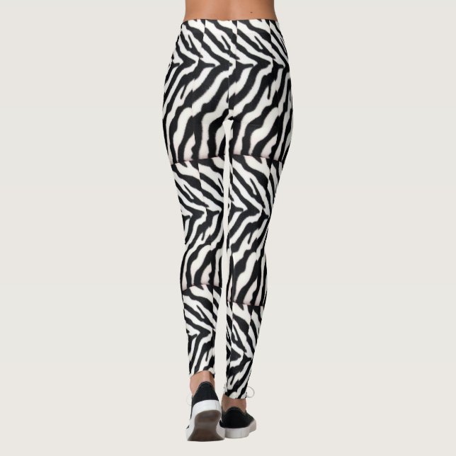 TRYCKT SVART WHITE ZEBRA SKIN LEGGINGS (Baksida)