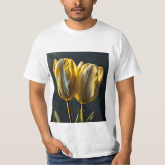Tryckt t skjorta på tjortan av tulippblomman. t shirt
