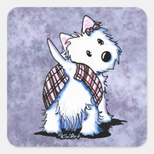Tryckt till kilt Westie Stickers Fyrkantigt Klistermärke