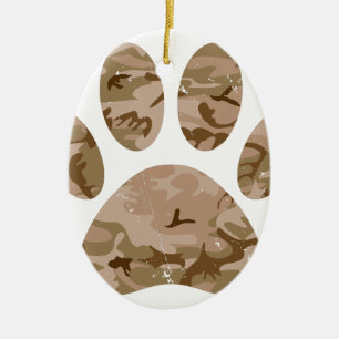 Tryckt utskrift av Hund i Desert Camo Julgransprydnad Keramik