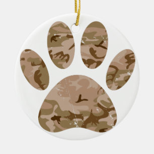 Tryckt utskrift av Hund i Desert Camo Julgransprydnad Keramik