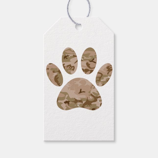 Tryckt utskrift av Hund i Desert Camo Presentetikett (Framsidan)