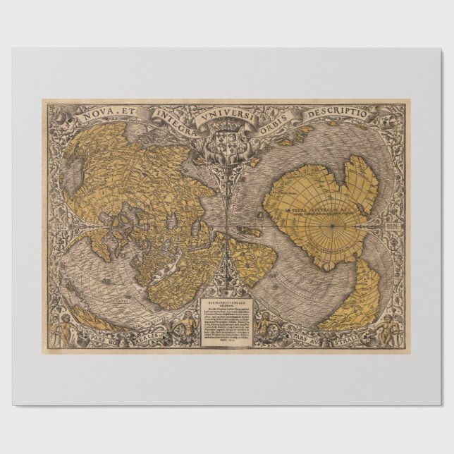 Tryckt Vintage Karta Presentpapper (Platt)