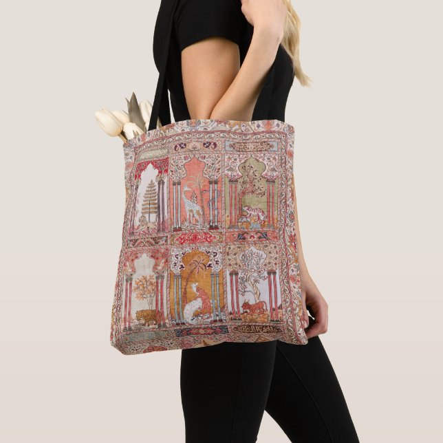 Tryckt Vintage Tapestry Tote Bag Tygkasse (Närbild)