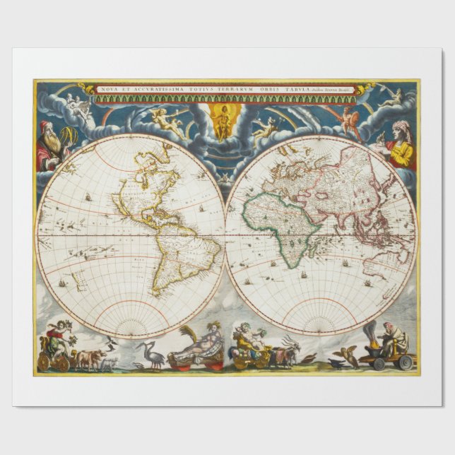 Tryckt Vintagekarta Presentpapper (Platt)