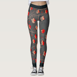 Tryckta baljväxter JAPANESE-blommor Leggings
