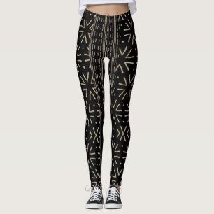 Tryckta balkar från Afrikas lera trasa Leggings
