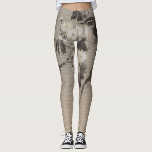 TRYCKTA BLANDNINGAR AV FÅGLAR OCH BLOMMOR LEGGINGS